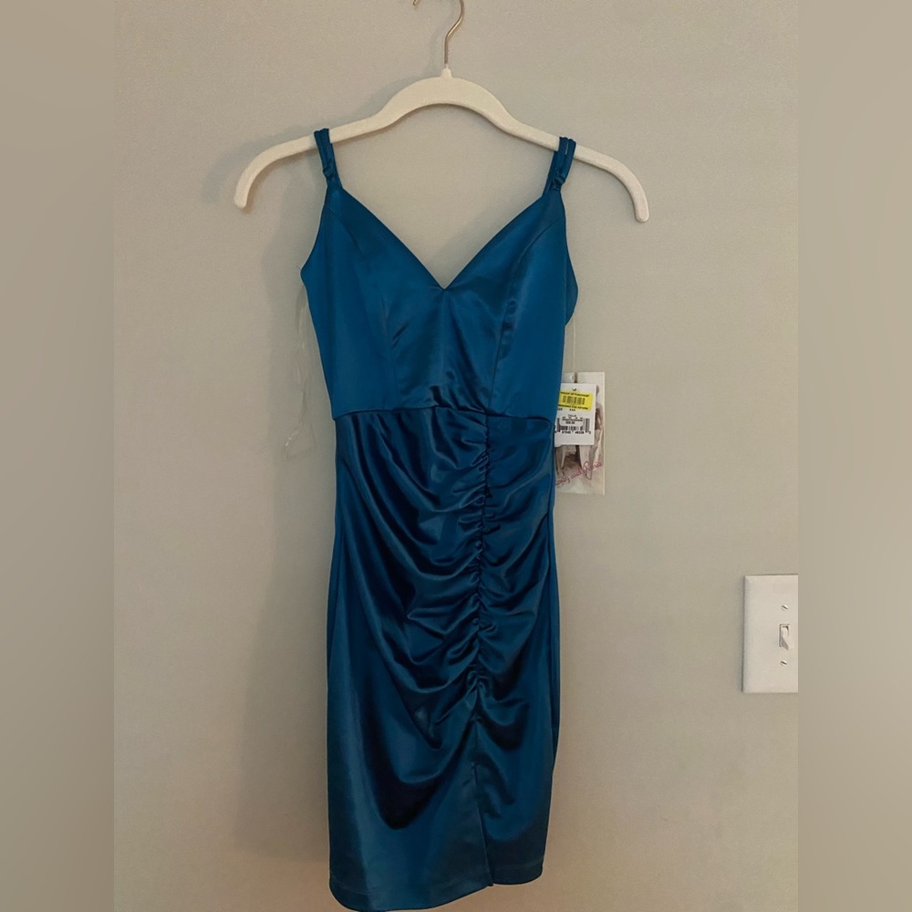 Blue silk cocktail dress